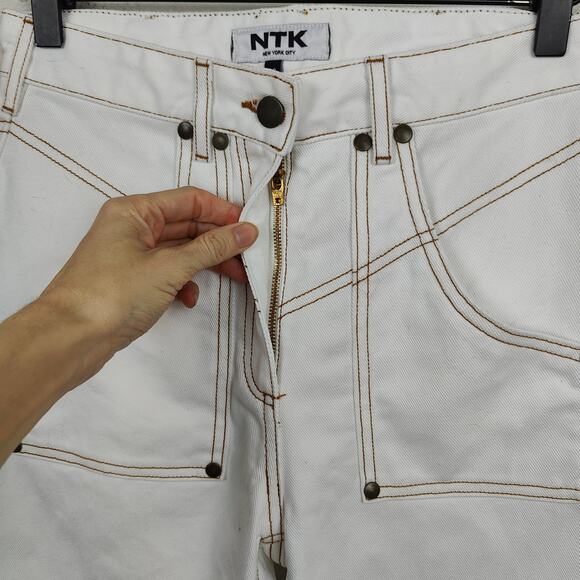 NTK The Rodeo Jeans Womens 28‎ White Seamed Wide Leg Western California Preppy - Picture 3 of 9